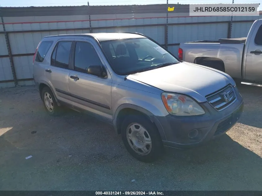 2005 Honda Cr-V Lx VIN: JHLRD68585C012159 Lot: 40331241