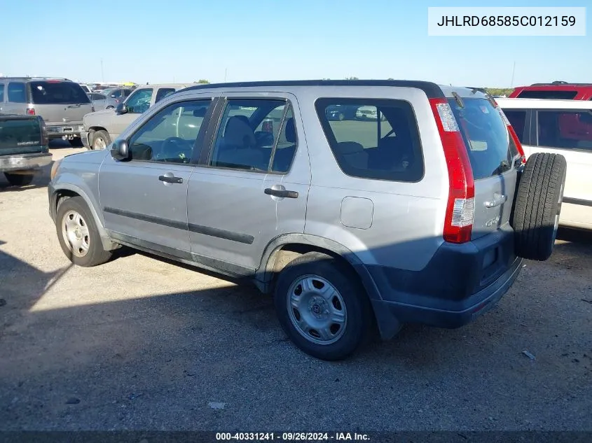 2005 Honda Cr-V Lx VIN: JHLRD68585C012159 Lot: 40331241