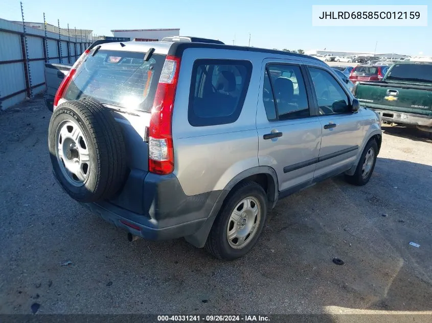 2005 Honda Cr-V Lx VIN: JHLRD68585C012159 Lot: 40331241