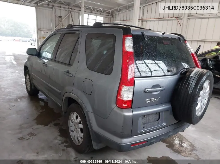 JHLRD78935C036314 2005 Honda Cr-V Se