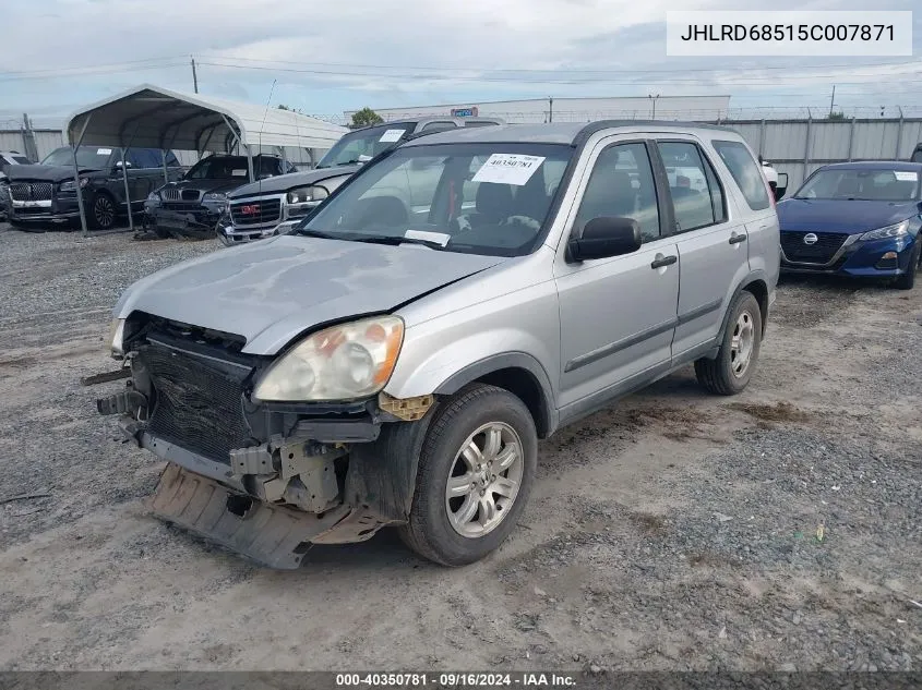 2005 Honda Cr-V Lx VIN: JHLRD68515C007871 Lot: 40350781