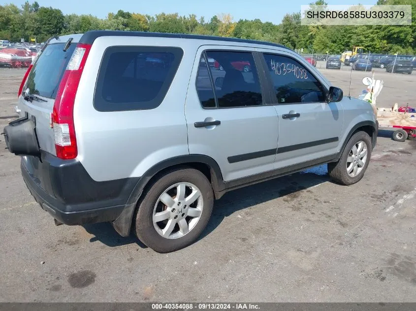 2005 Honda Cr-V Lx VIN: SHSRD68585U303379 Lot: 40354088