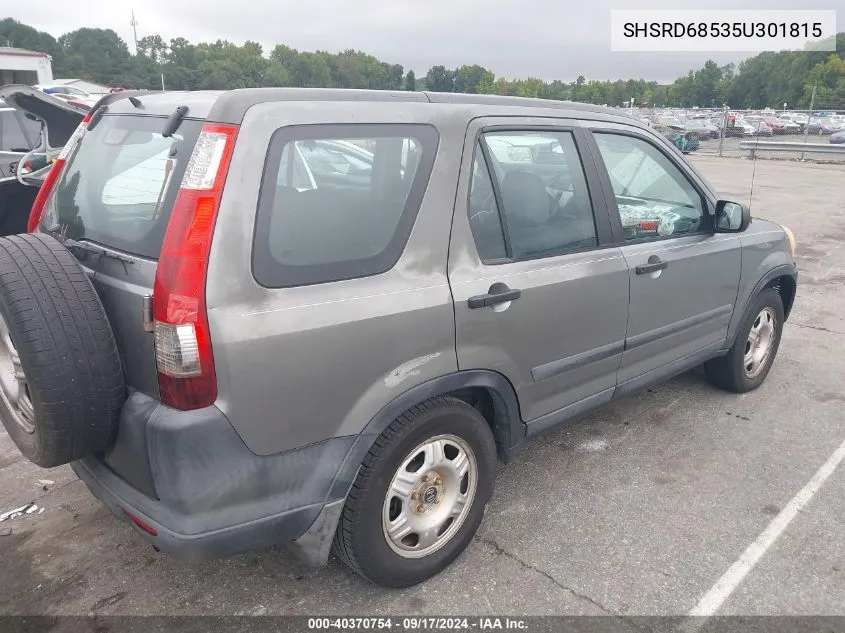 2005 Honda Cr-V Lx VIN: SHSRD68535U301815 Lot: 40370754