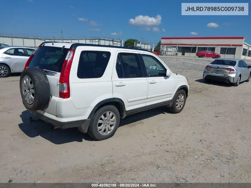 2005 Honda Cr-V Se VIN: JHLRD78985C009738 Lot: 40392198