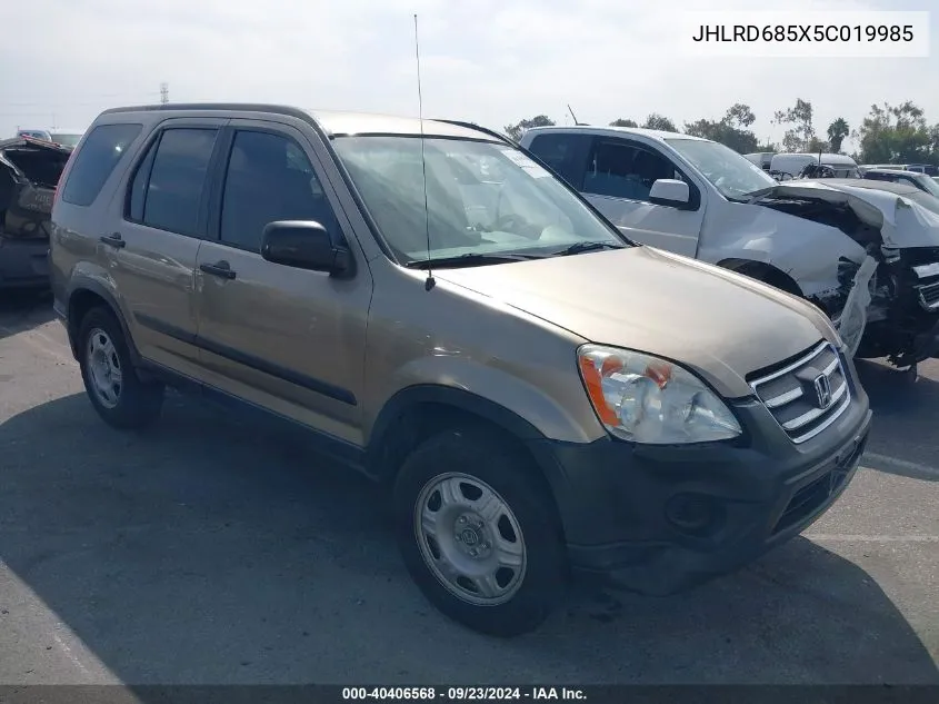 2005 Honda Cr-V Lx VIN: JHLRD685X5C019985 Lot: 40406568