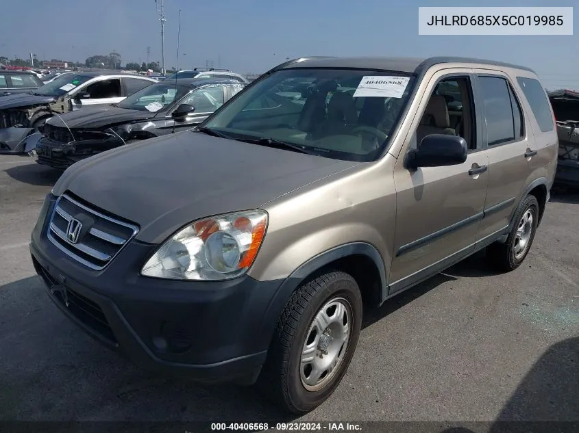 2005 Honda Cr-V Lx VIN: JHLRD685X5C019985 Lot: 40406568