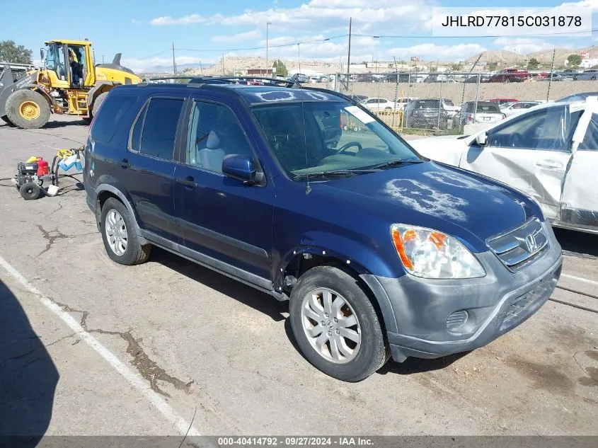 2005 Honda Cr-V Ex VIN: JHLRD77815C031878 Lot: 40414792