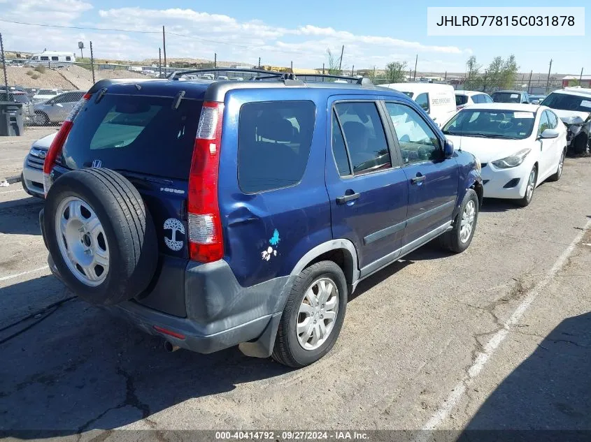 2005 Honda Cr-V Ex VIN: JHLRD77815C031878 Lot: 40414792