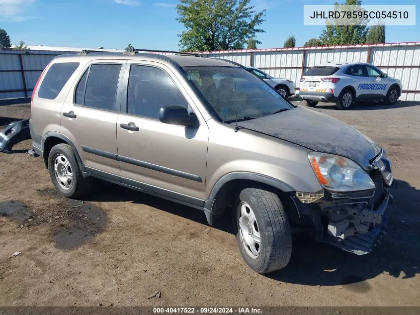 2005 Honda Cr-V Lx VIN: JHLRD78595C054510 Lot: 40417522