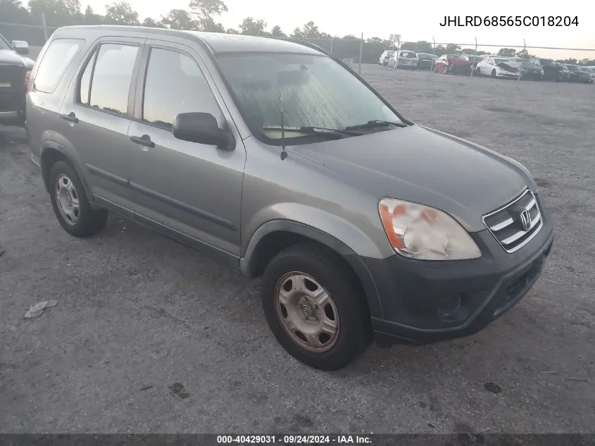 2005 Honda Cr-V Lx VIN: JHLRD68565C018204 Lot: 40429031