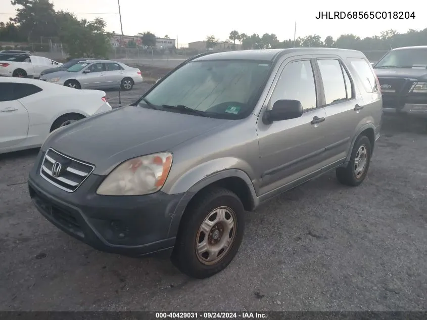 2005 Honda Cr-V Lx VIN: JHLRD68565C018204 Lot: 40429031