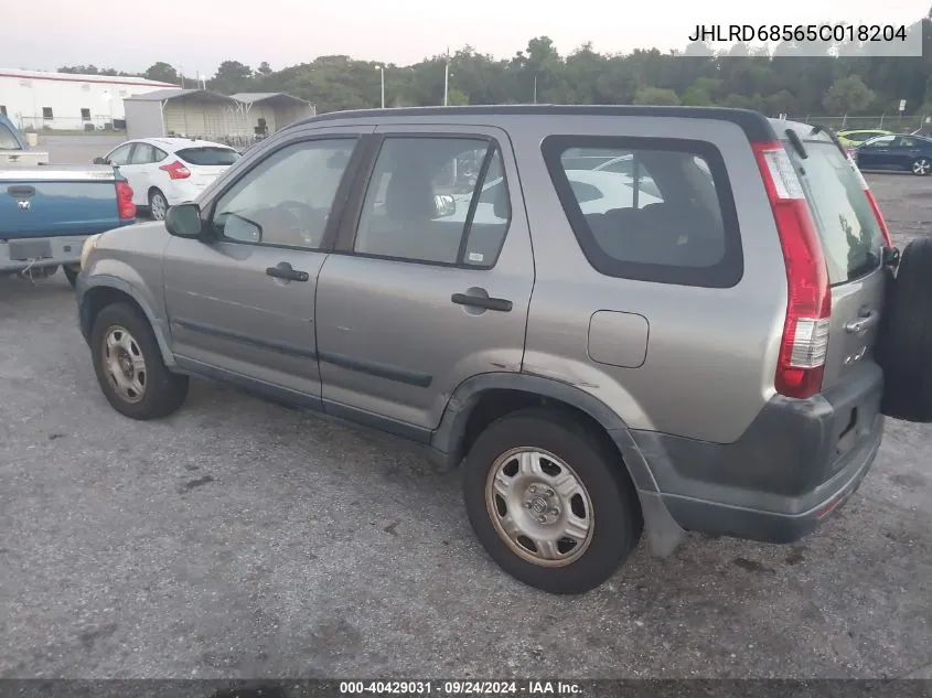 2005 Honda Cr-V Lx VIN: JHLRD68565C018204 Lot: 40429031