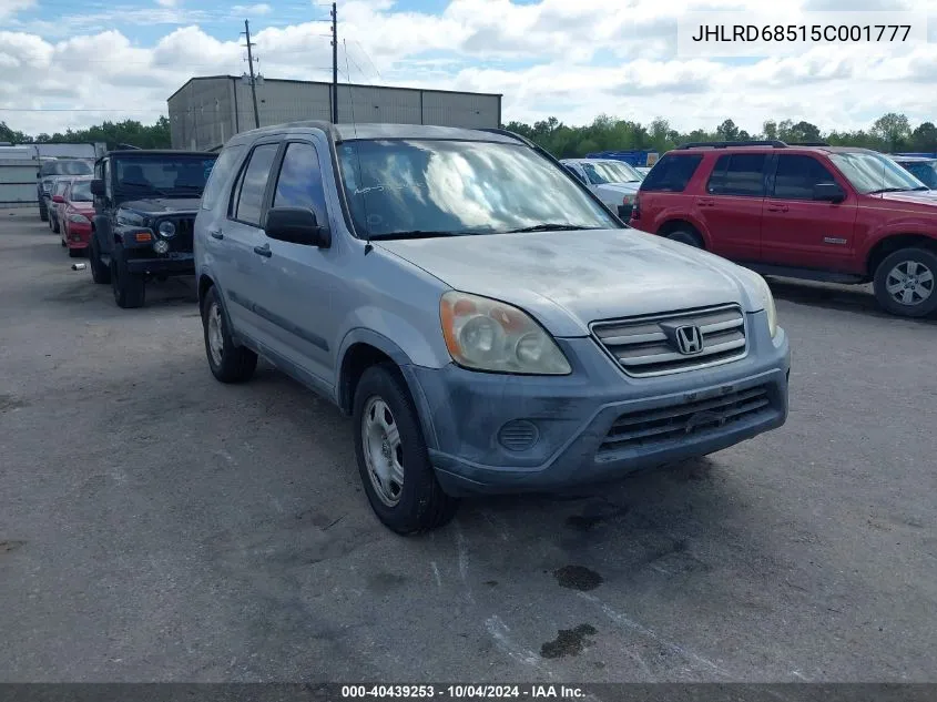 2005 Honda Cr-V Lx VIN: JHLRD68515C001777 Lot: 40439253