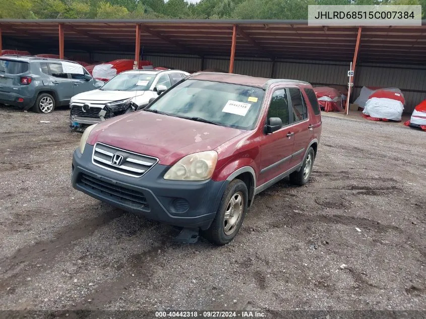 2005 Honda Cr-V Lx VIN: JHLRD68515C007384 Lot: 40442318