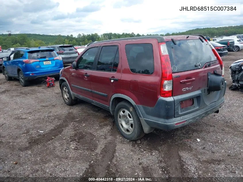 2005 Honda Cr-V Lx VIN: JHLRD68515C007384 Lot: 40442318