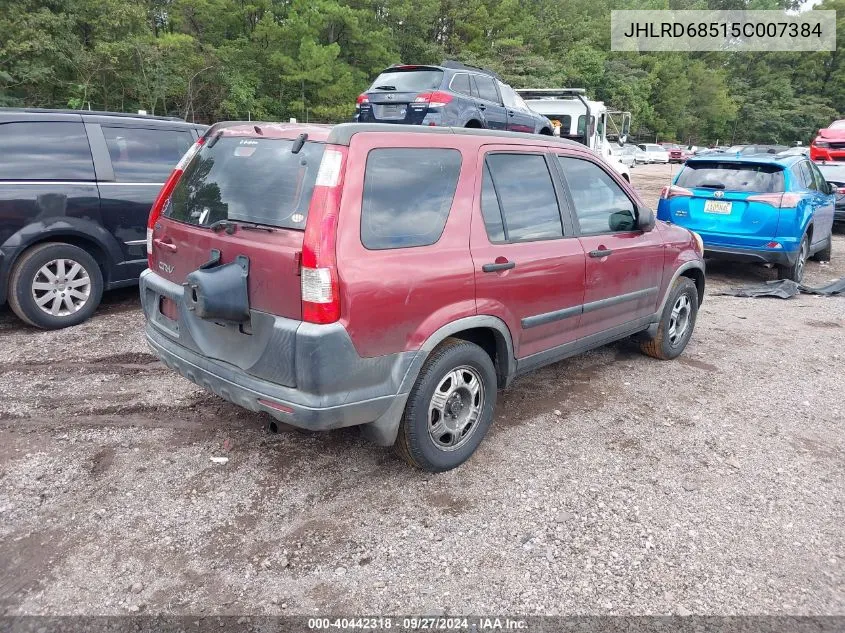 2005 Honda Cr-V Lx VIN: JHLRD68515C007384 Lot: 40442318