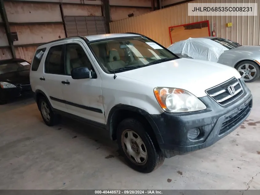 2005 Honda Cr-V Lx VIN: JHLRD68535C008231 Lot: 40448572