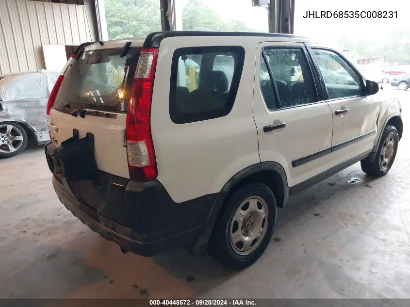 2005 Honda Cr-V Lx VIN: JHLRD68535C008231 Lot: 40448572