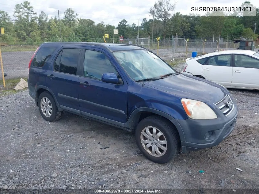 2005 Honda Cr-V Ex VIN: SHSRD78845U311401 Lot: 40452979