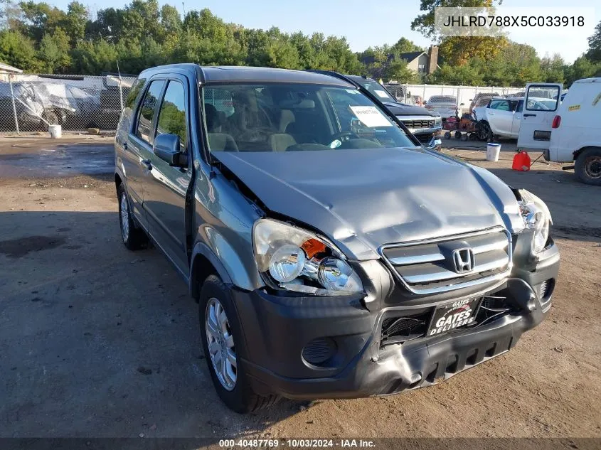 2005 Honda Cr-V Ex VIN: JHLRD788X5C033918 Lot: 40487769