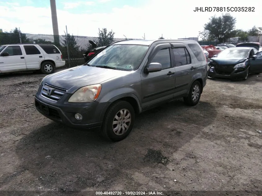 2005 Honda Cr-V Ex VIN: JHLRD78815C035282 Lot: 40492720