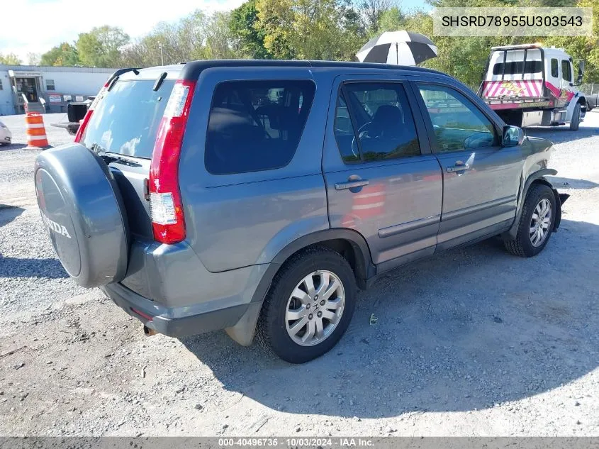 2005 Honda Cr-V Se VIN: SHSRD78955U303543 Lot: 40496735