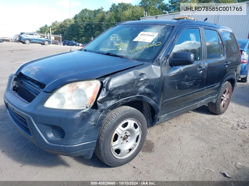 2005 Honda Cr-V Lx VIN: JHLRD78585C001765 Lot: 40529660