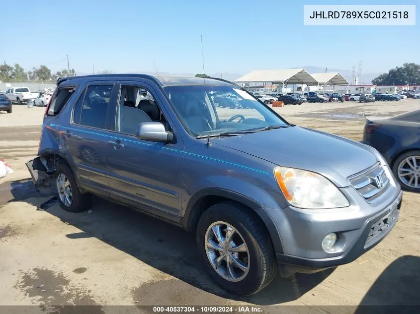 2005 Honda Cr-V Se VIN: JHLRD789X5C021518 Lot: 40537304