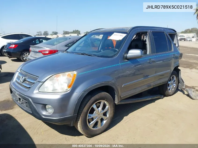 2005 Honda Cr-V Se VIN: JHLRD789X5C021518 Lot: 40537304