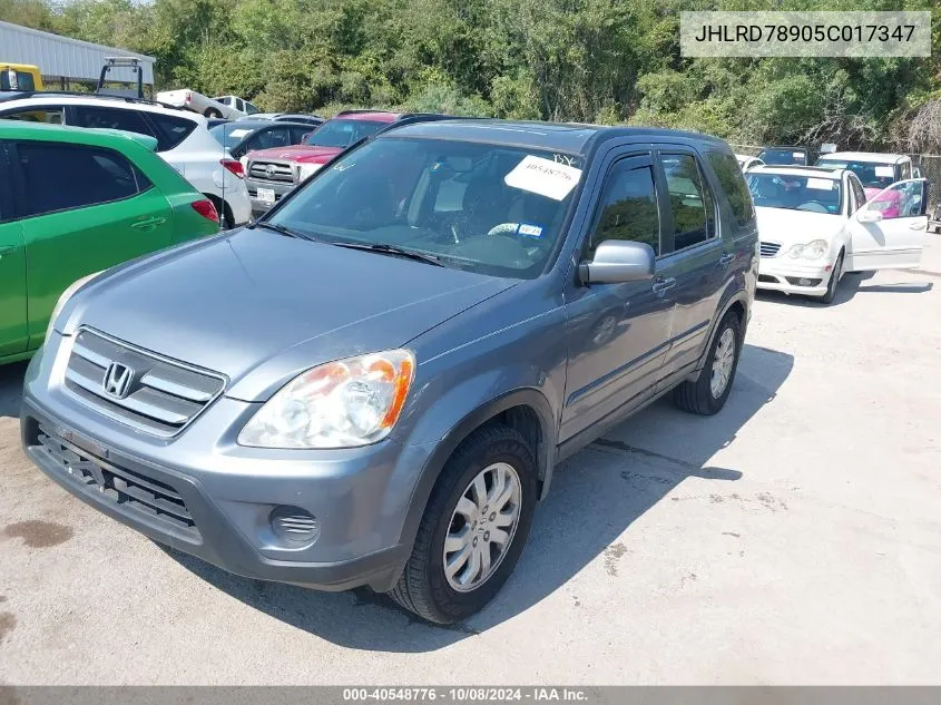 2005 Honda Cr-V Se VIN: JHLRD78905C017347 Lot: 40548776