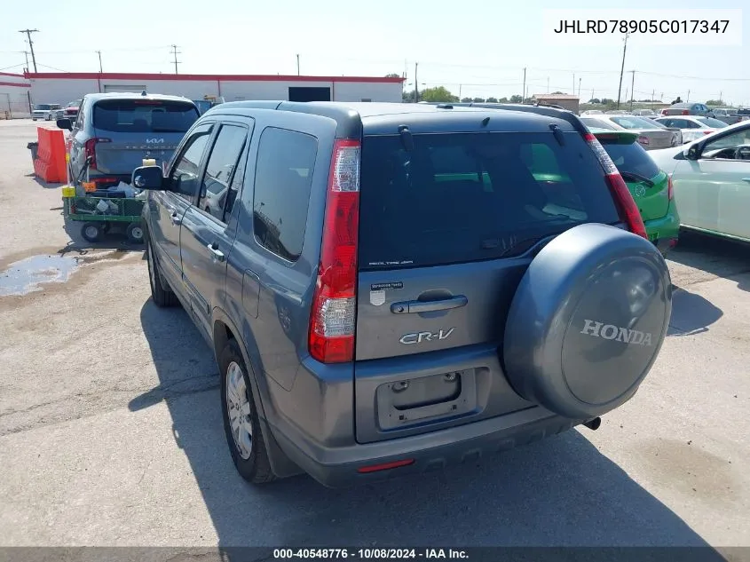 2005 Honda Cr-V Se VIN: JHLRD78905C017347 Lot: 40548776