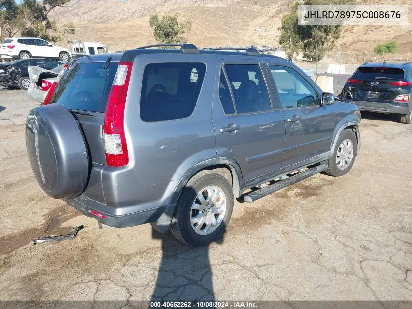 2005 Honda Cr-V Se VIN: JHLRD78975C008676 Lot: 40552262