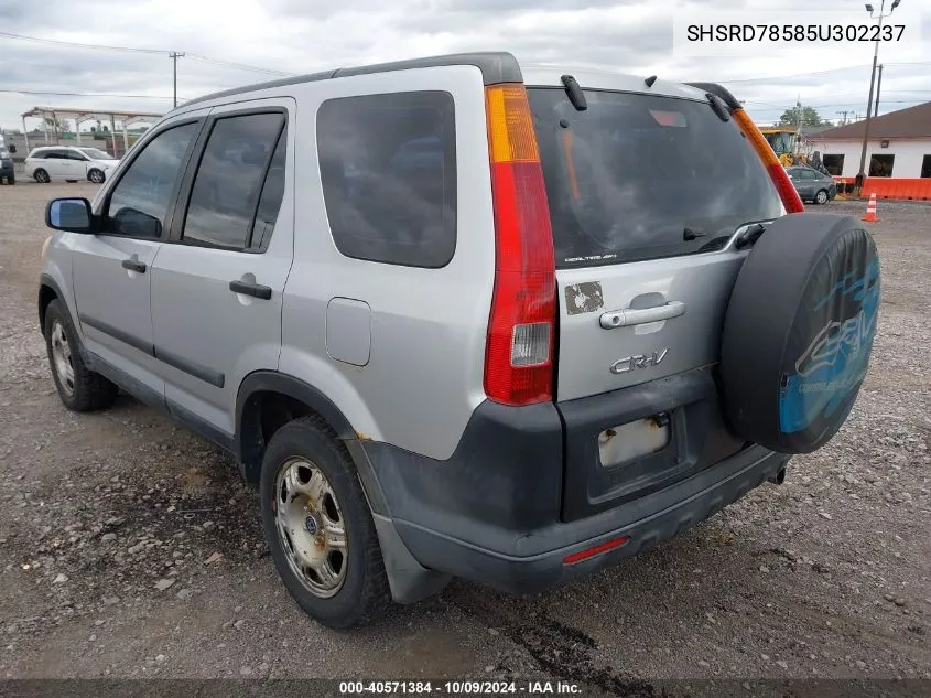 2005 Honda Cr-V Lx VIN: SHSRD78585U302237 Lot: 40571384