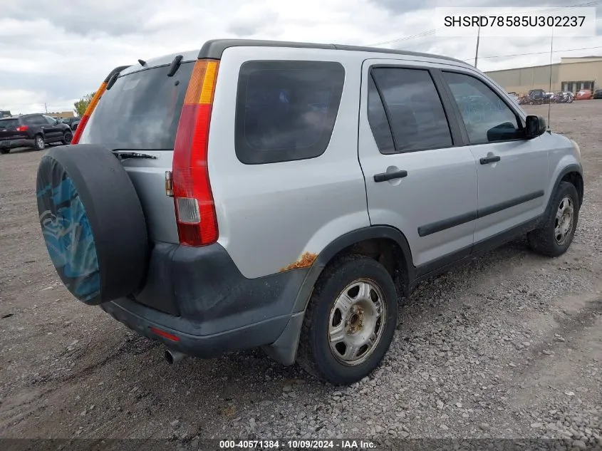 2005 Honda Cr-V Lx VIN: SHSRD78585U302237 Lot: 40571384