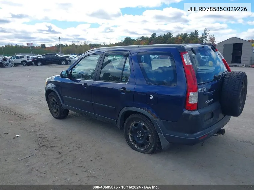 2005 Honda Cr-V Lx VIN: JHLRD78585C029226 Lot: 40605876