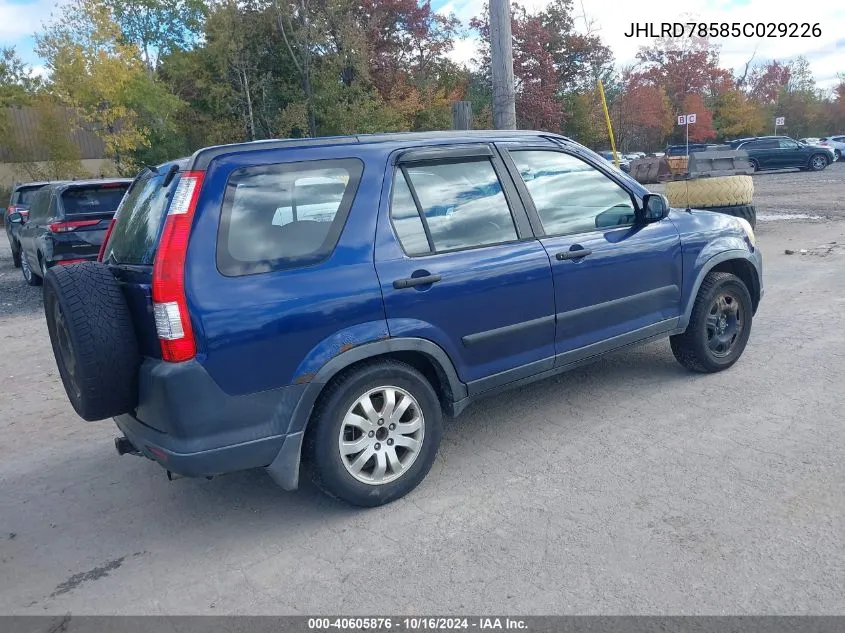 2005 Honda Cr-V Lx VIN: JHLRD78585C029226 Lot: 40605876