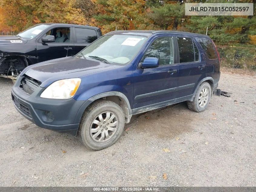 2005 Honda Cr-V Ex VIN: JHLRD78815C052597 Lot: 40637857