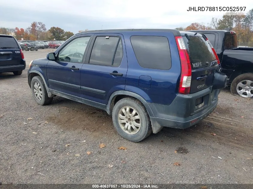 2005 Honda Cr-V Ex VIN: JHLRD78815C052597 Lot: 40637857