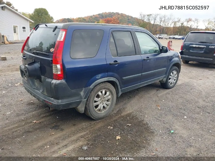 2005 Honda Cr-V Ex VIN: JHLRD78815C052597 Lot: 40637857