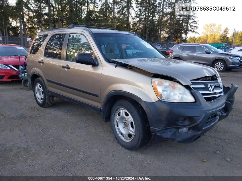 2005 Honda Cr-V Lx VIN: JHLRD78535C049612 Lot: 40671354