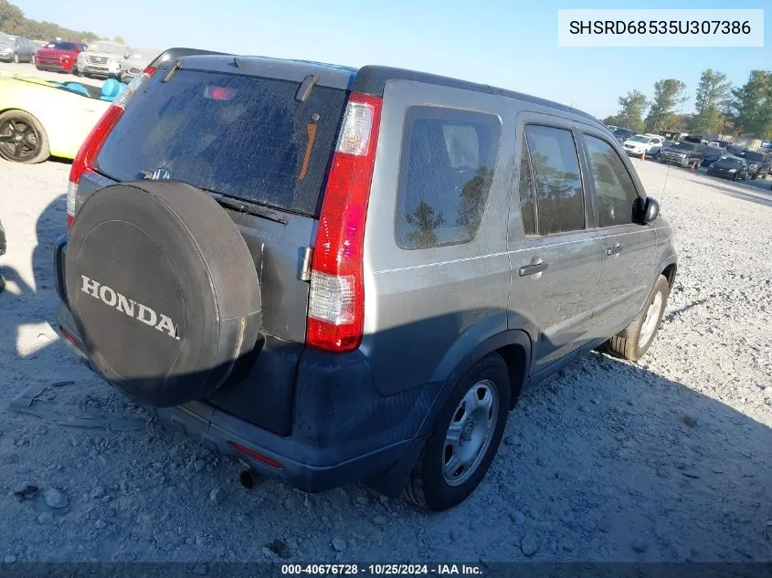 2005 Honda Cr-V Lx VIN: SHSRD68535U307386 Lot: 40676728