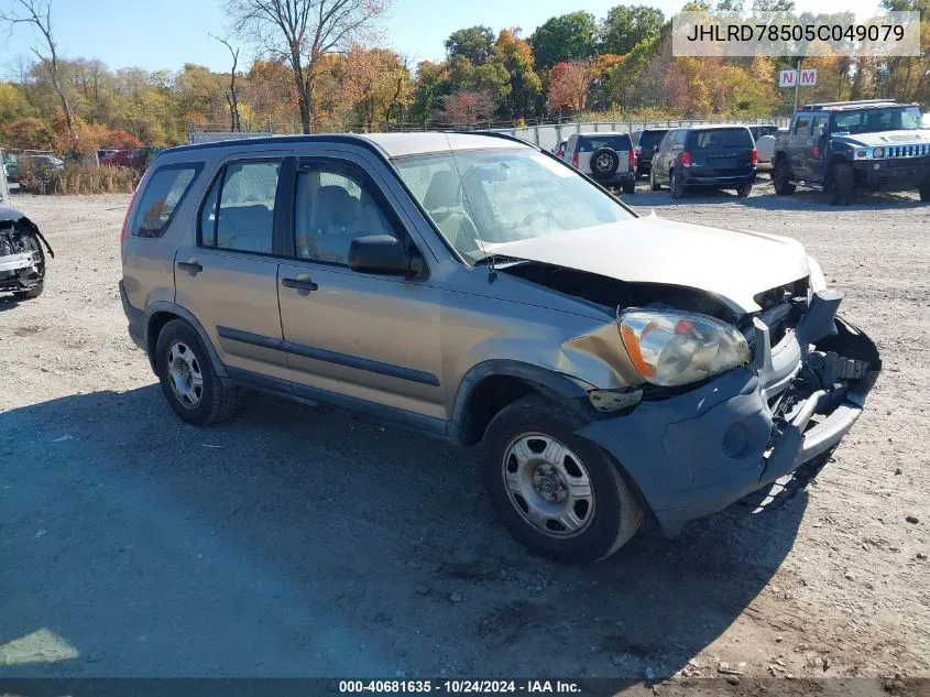 2005 Honda Cr-V Lx VIN: JHLRD78505C049079 Lot: 40681635