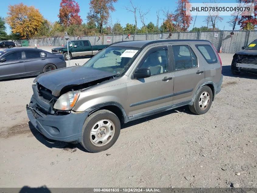 2005 Honda Cr-V Lx VIN: JHLRD78505C049079 Lot: 40681635