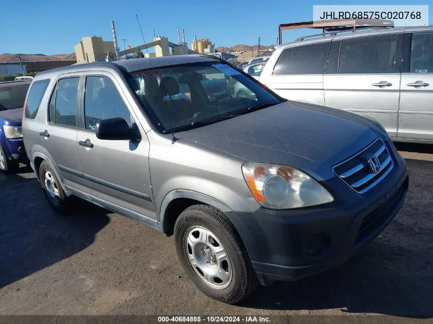 2005 Honda Cr-V Lx VIN: JHLRD68575C020768 Lot: 40684885