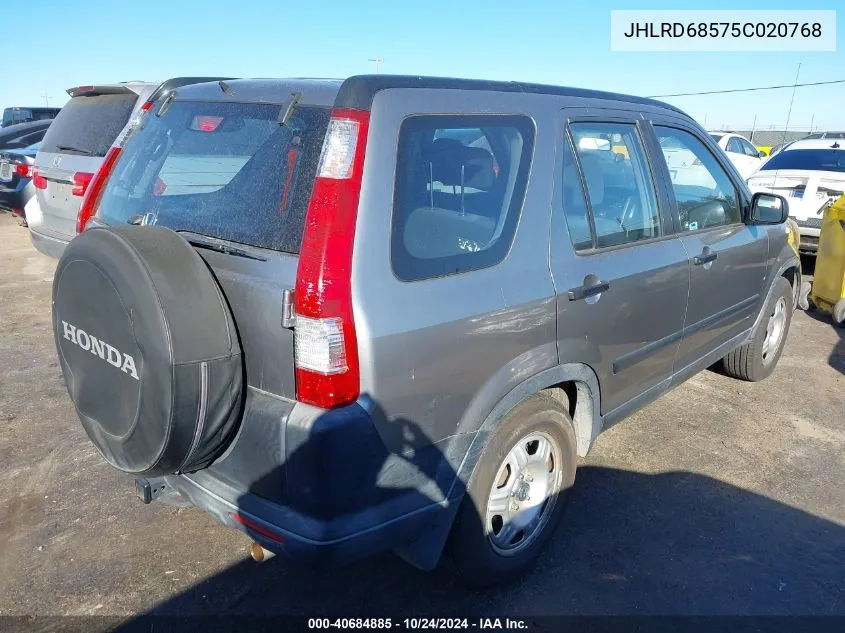 2005 Honda Cr-V Lx VIN: JHLRD68575C020768 Lot: 40684885