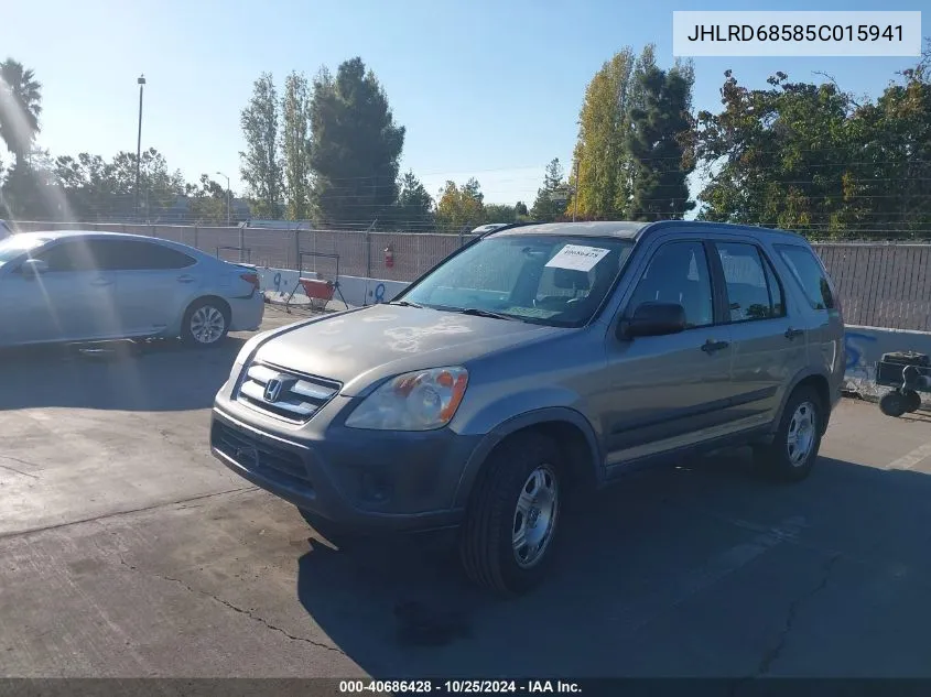 2005 Honda Cr-V Lx VIN: JHLRD68585C015941 Lot: 40686428