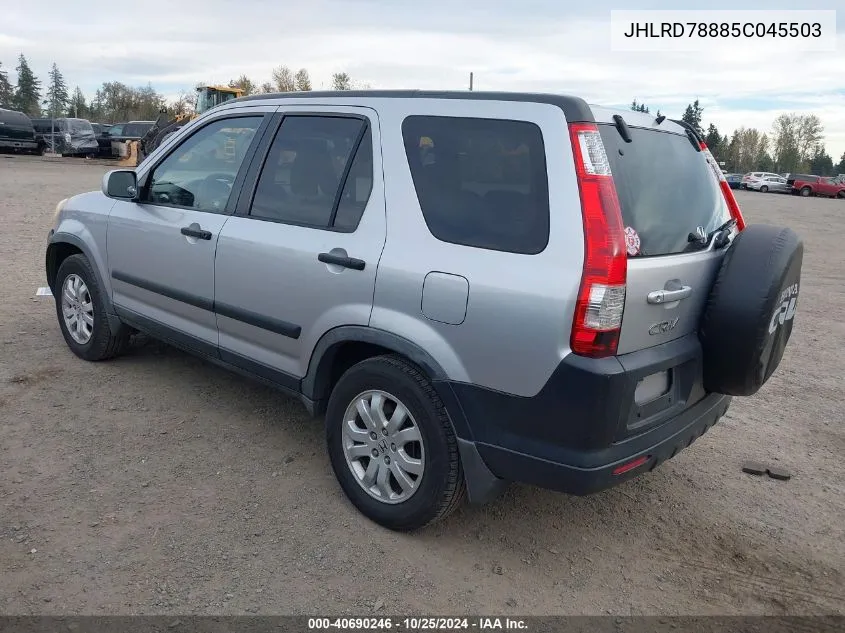 2005 Honda Cr-V Ex VIN: JHLRD78885C045503 Lot: 40690246