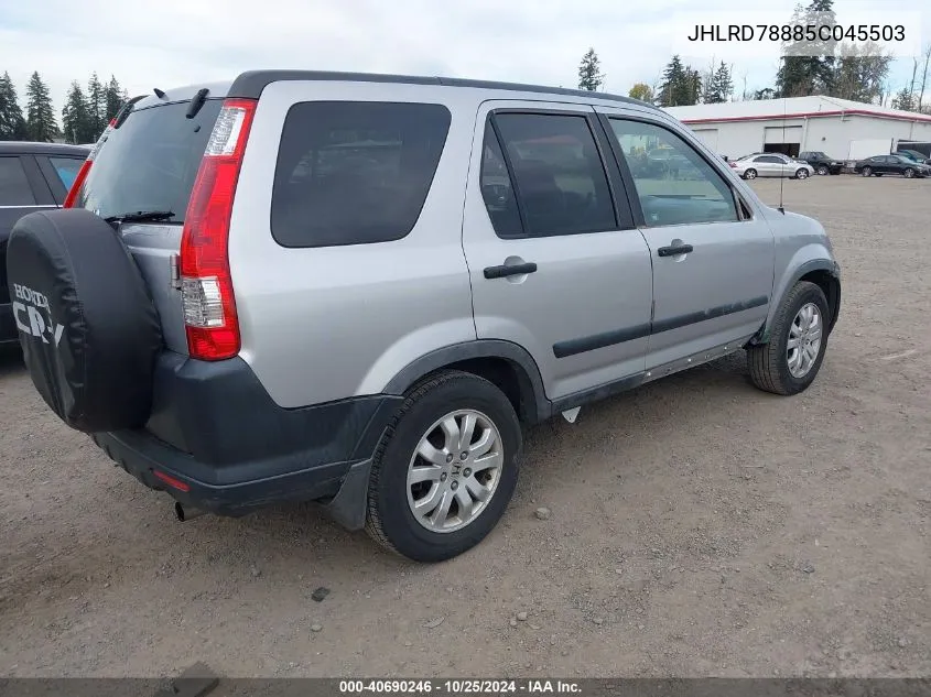 2005 Honda Cr-V Ex VIN: JHLRD78885C045503 Lot: 40690246