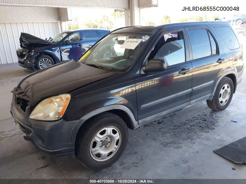 2005 Honda Cr-V Lx VIN: JHLRD68555C000048 Lot: 40703058