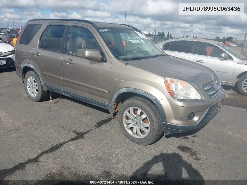 2005 Honda Cr-V Se VIN: JHLRD78995C063436 Lot: 40721464